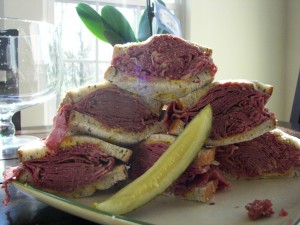 A pyramid of delicious Corned Beef Sandwiches